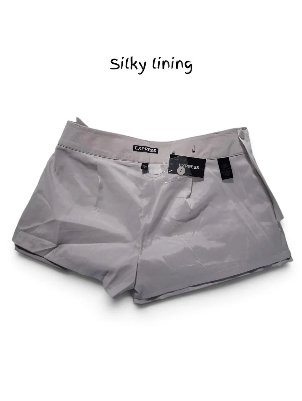 Express Gray Paperbag Tie-Waist Tailored Shorts with Cuffed Hem Womens Size 0